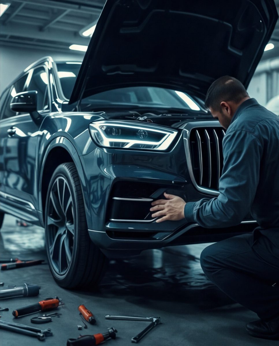 Mecânico trabalhando no motor de um automóvel